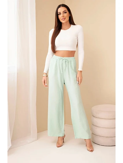 Kalhoty z viskózy se širokou nohavicí model 22110071 - K-Fashion