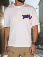 Pánske biele tričko s potlačou FashionStreet RX5644