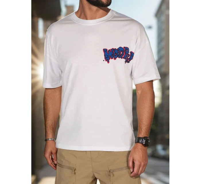 Pánske biele tričko s potlačou FashionStreet RX5644