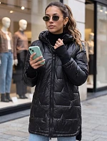 Dámska prešívaná prechodná bunda s kapucňou, čierna, FashionStreet TY5787