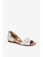 Skórzane Sandały Płaskie Maciejka 04614-46 Miętowe