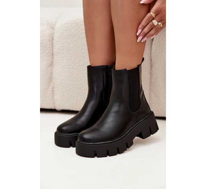 Dámské kotníkové boty s zipem Eko kůže Černé model 21709271 - Boto Dámské kotníkové boty s zipem Eko kůže Černé model 21709271 - Boto