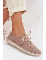 Dámské polobotky z přírodního semiše model 22013896 tmavě béžové - S.Barski Dámské polobotky z přírodního semiše model 22013896 tmavě béžové - S.Barski