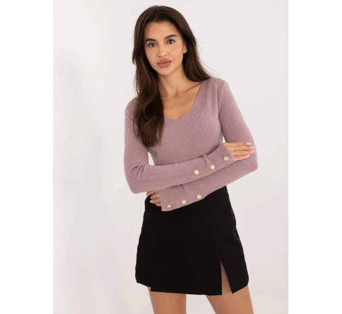 Sweter AT SW model 21326979 fioletowy - FPrice Sweter AT SW model 21326979 fioletowy - FPrice