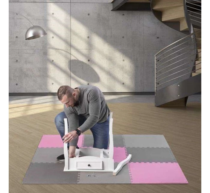 Multipack One Fitness puzzle podložka MP10 ružovo-sivá 9 kusov 10 mm