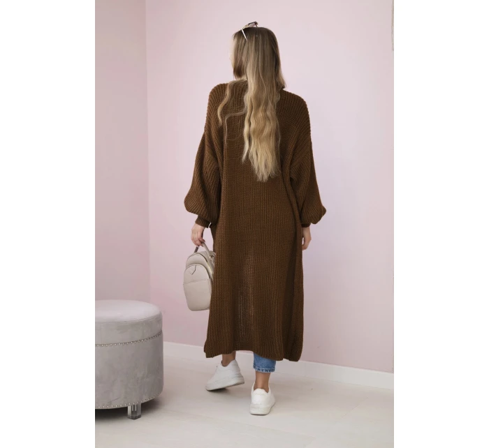 Sveter dlhý kardigán čokoládový