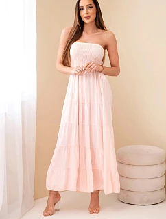 Dámské šaty z viskózy s elastickým model 22040138 pudrově růžové - K-Fashion