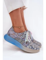 Skórzane Półbuty Sneakersy Damskie Na Platformie Maciejka 06776A-06 Niebieskie