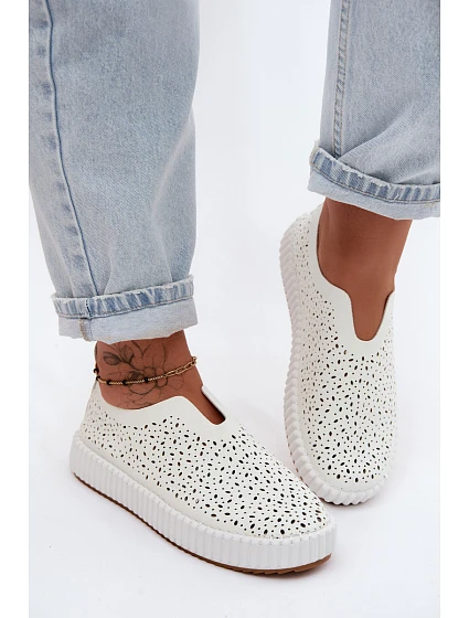 Otvorené topánky na platforme White Glamma Otvorené topánky na platforme White Glamma
