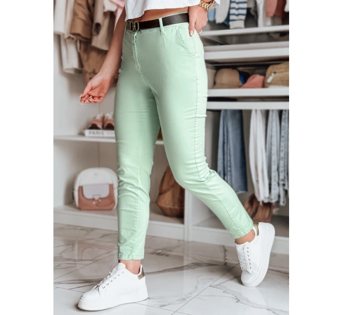 Dámské kalhoty slim fit s páskem mint Dstreet model 21986464 - FashionStreet