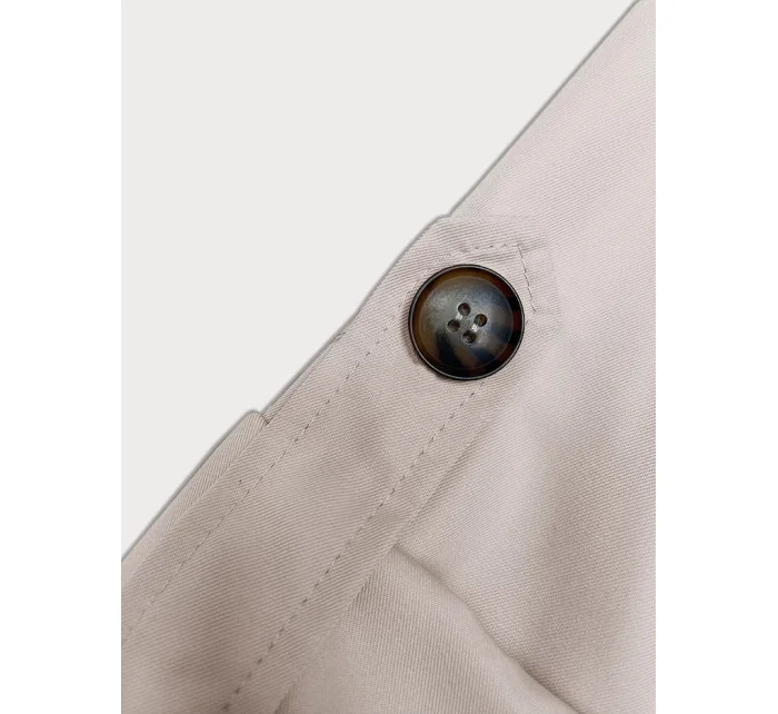 Rovný kabát s vyhrnutými rukávmi svetlo béžovej farby (1818#-62)