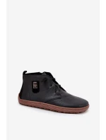 Skórzane Półbuty Barefoot Damskie Z Ozdobnym Detalem Zazoo 30072 Czarne