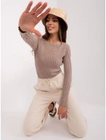 Sweter PM SW model 18909266 ciemny bezowy - FPrice Sweter PM SW model 18909266 ciemny bezowy - FPrice