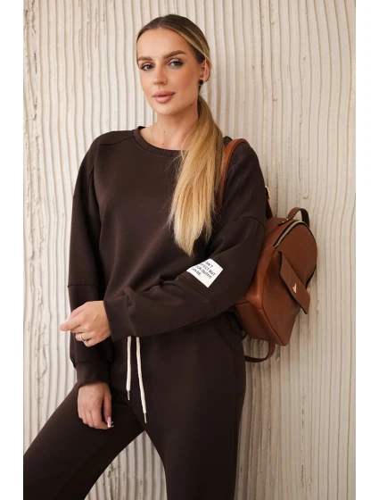 Súprava tepláky + nohavice maslová látka hnedá