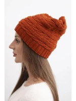 Dámska zimná čiapka s klasickým rebrovaným úpletom K439 hnedá