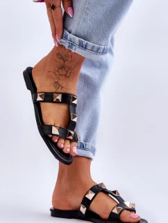 Damskie Klapki Z Dużymi Ćwiekami Czarne Mercure