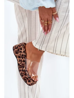 Klapki Damskie Z Transparentnym Paskiem Na Koturnie Panterka Meltiana