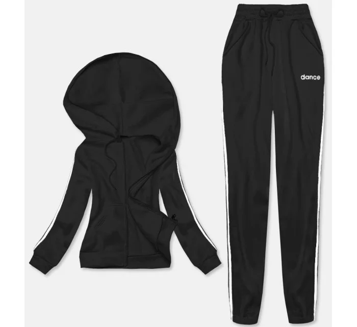 Čierny dámsky komplet - krátka mikina a nohavice (YP-1107)