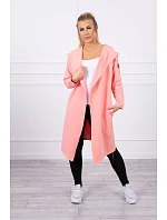 Dlhý kabát s kapucňou marhuľová