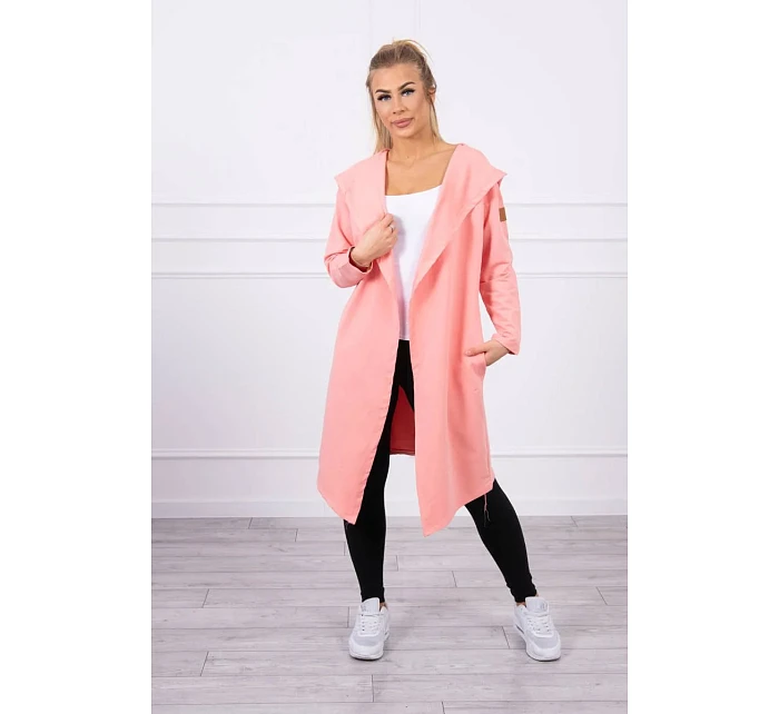 Dlhý kabát s kapucňou marhuľová