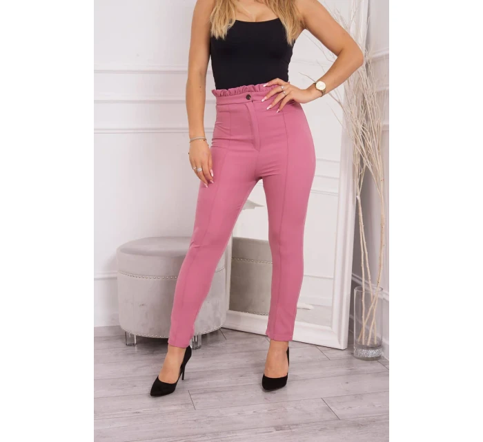 Tmavo ružové skrátené nohavice