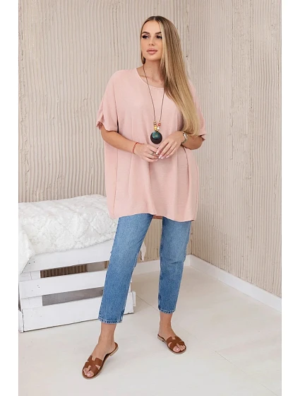 Oversized halenka s přívěskem tmavě pudrově růžová Oversized halenka s přívěskem tmavě pudrově růžová