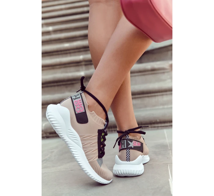 Damskie Wsuwane Sportowe Buty Sneakersy Beżowe Klayra