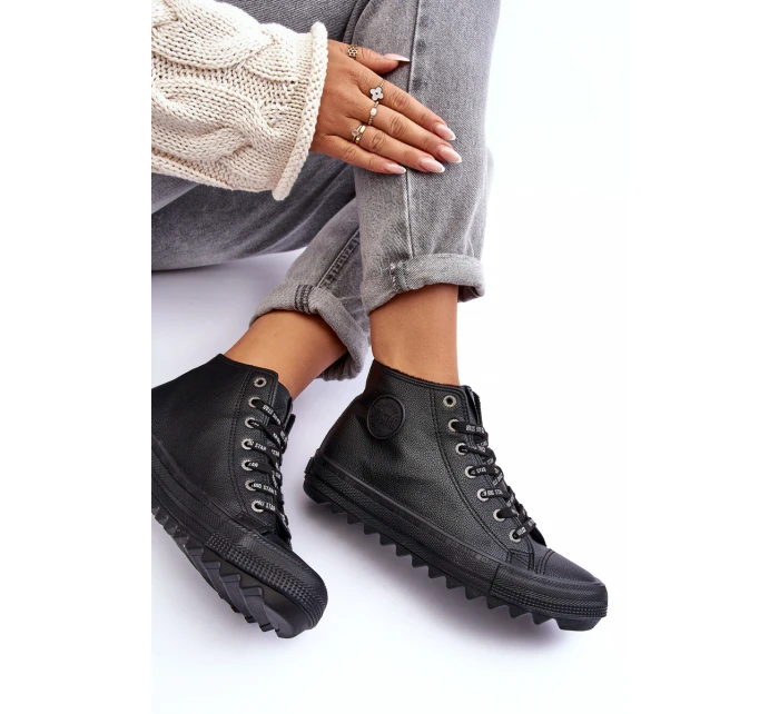 Trampki Damskie Big Star Wysokie Ocieplane Czarne EE274110 Trampki Damskie Big Star Wysokie Ocieplane Czarne EE274110