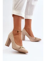 model 21652560 Velurové lodičky na podpatku se srdcem cappuccino - Zazoo