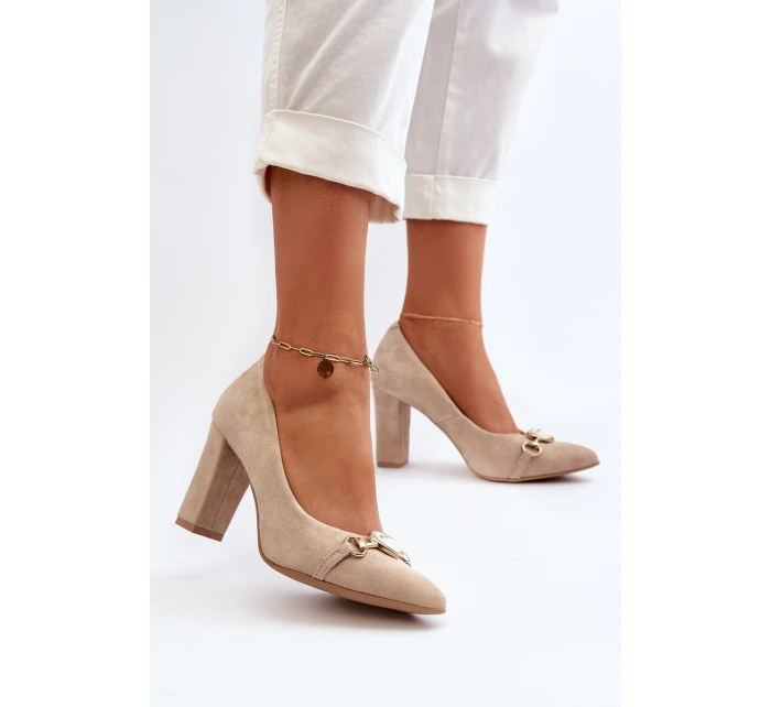 model 21652560 Velurové lodičky na podpatku se srdcem cappuccino - Zazoo