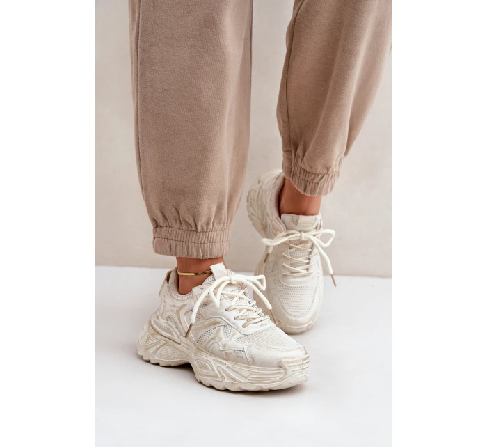 Sneakersy Damskie Z Przetarciami Na Platformie Beżowe Seladwen Sneakersy Damskie Z Przetarciami Na Platformie Beżowe Seladwen