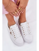 Buty Sportowe Damskie Na Platformie Z Eko Skóry Panterka Białe Velionna Buty Sportowe Damskie Na Platformie Z Eko Skóry Panterka Białe Velionna