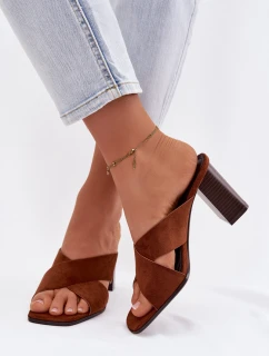 Dámské sandály na podpatku hnědé model 21951642 - Boto