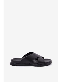 Kožené pánské pantofle Big Star TT174217 Černé