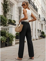 Dámske nohavice so širokými nohavicami, čierne, FashionStreet UY3073 Dámske nohavice so širokými nohavicami, čierne, FashionStreet UY3073
