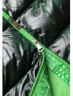 Dámska dlhá zimná bunda s kontrastnou podšívkou zelená (j9-063)