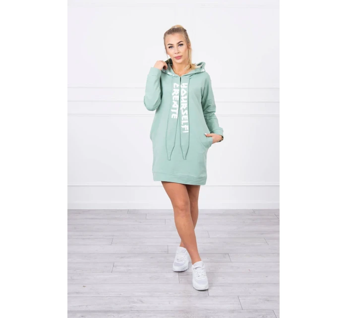 Oversize šaty s kapucí tmavě mátové
