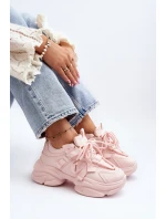 Sneakersy Damskie Na Masywnej Podeszwie Różowe Windamella