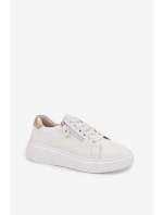 Kožené dámské polobotky s zipem bílé model 22013973 - EVENTO Kožené dámské polobotky s zipem bílé model 22013973 - EVENTO