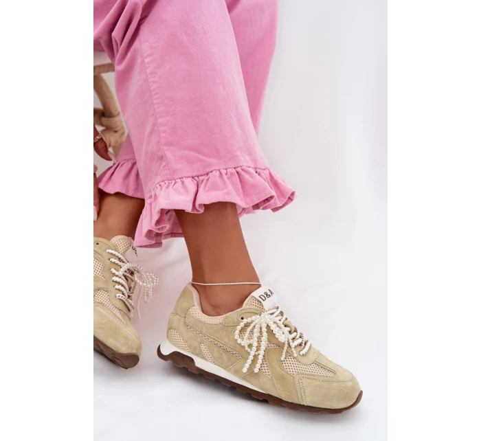 Dámské kožené semišové tenisky MK61-0705 světle zelené