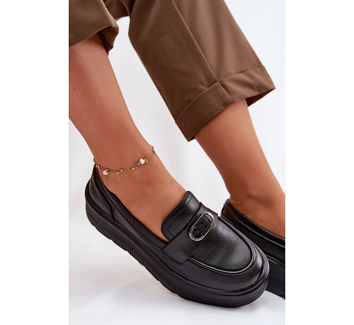 Kožené dámské mokasiny na platformě Vinceza 39974 Černé