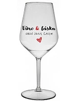 VÍNO A LÁSKA: OBOJA CHÝBA V ČASE - číry nerozbitný pohár na víno 470 ml