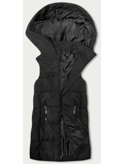 Čierna dámska vesta s kapucňou (B8176-1)