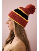Dámska čiapka Kinga K297 červená+horčicová+čierna Dámska čiapka Kinga K297 červená+horčicová+čierna