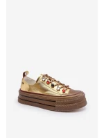 Damskie Trampki Na Platformie GOE NN2N4055 Złote Damskie Trampki Na Platformie GOE NN2N4055 Złote