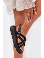 Dámské sandály na platformě se pásky černé model 21696142 - Boto Dámské sandály na platformě se pásky černé model 21696142 - Boto