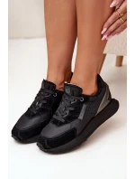 Skórzane Sneakersy Damskie Big Star OO274562 Hi-Poly System Czarne Skórzane Sneakersy Damskie Big Star OO274562 Hi-Poly System Czarne