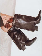 Dámské kozačky s širokým svrškem hnědé Dstreet model 21992340 - FashionStreet