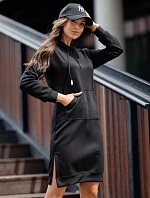 Večerné šaty s kapucňou čierne (523)