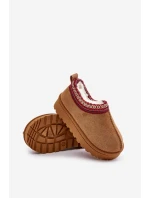 Śniegowce Botki Dziecięce Na Platformie Ocieplane Futerkiem Camel Vilabria